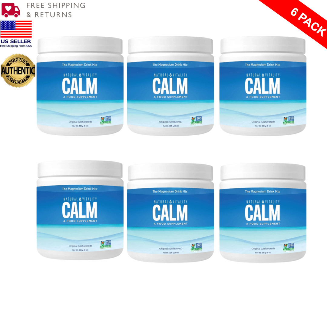 Natural Vitality Calm Magnesium Powder | 8oz Unflavored EXP 10/2027 | PACK OF 6