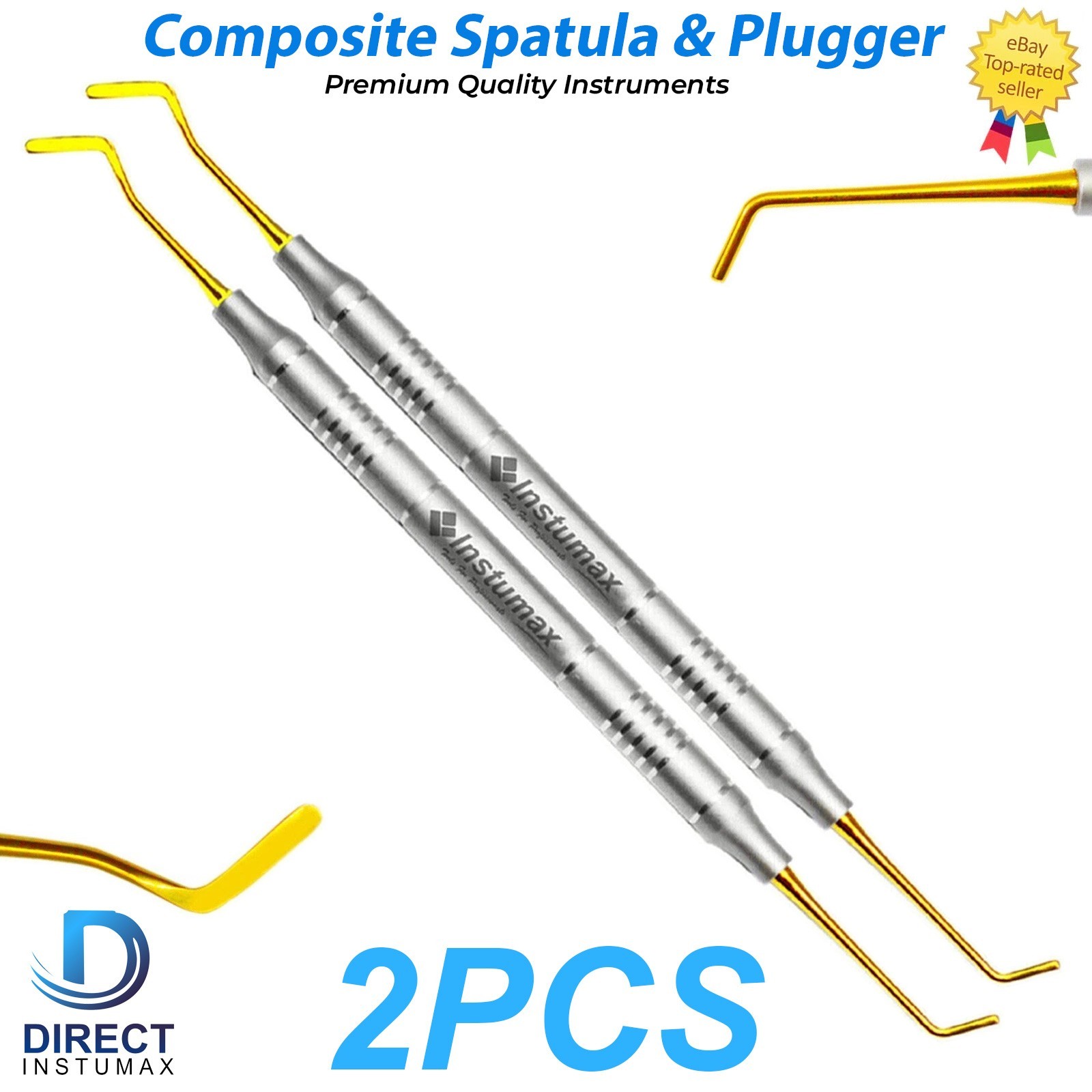 Dental Composite Filling Instruments – Spatula & Plugger with Titanium Gold Tips