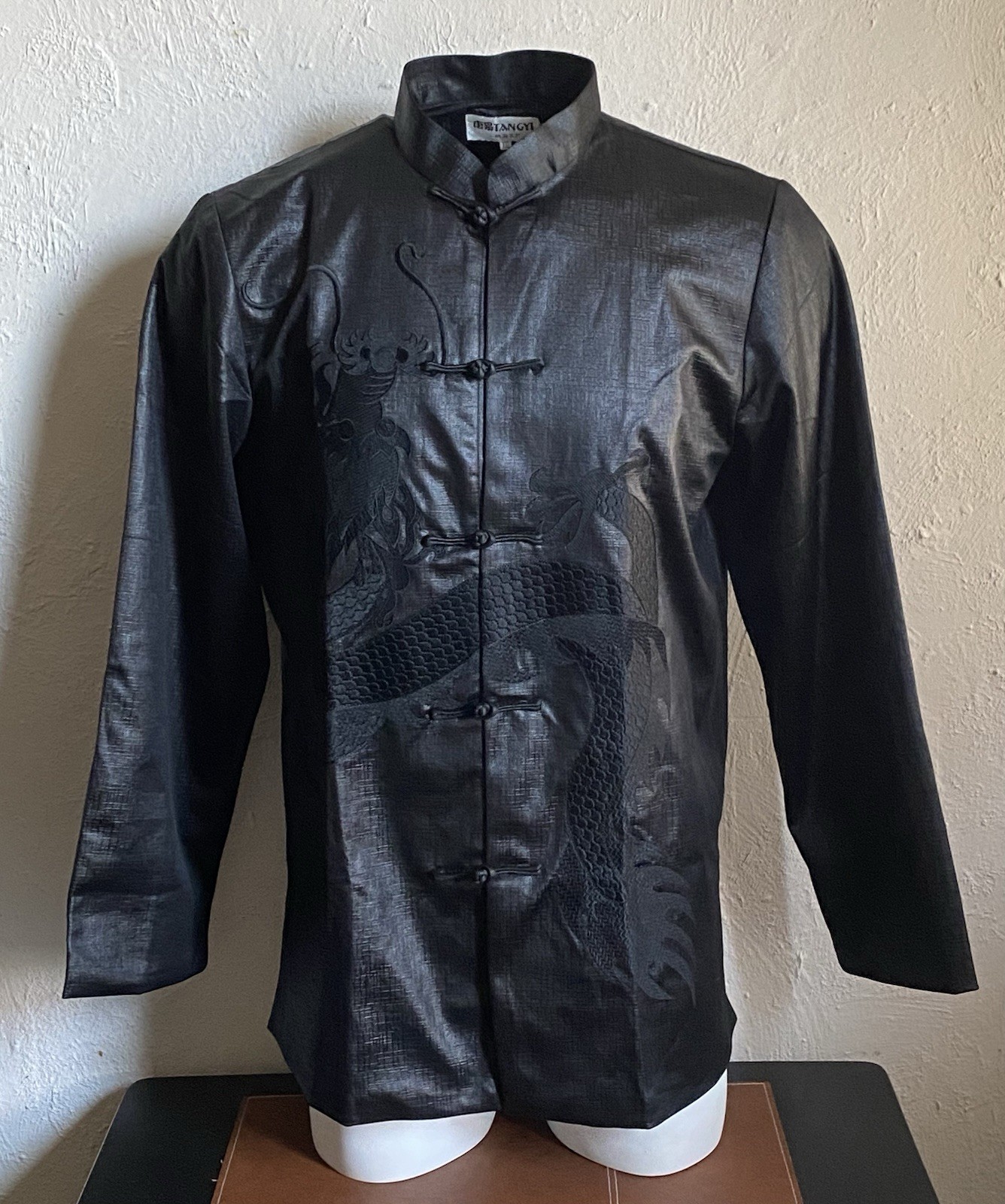 VTG RARE Black Tang Suit/kung Fu Jacket Dragon Design Size XXL VTG RARE Black Tang Suit/kung Fu Jacket Dragon Design Size XXL