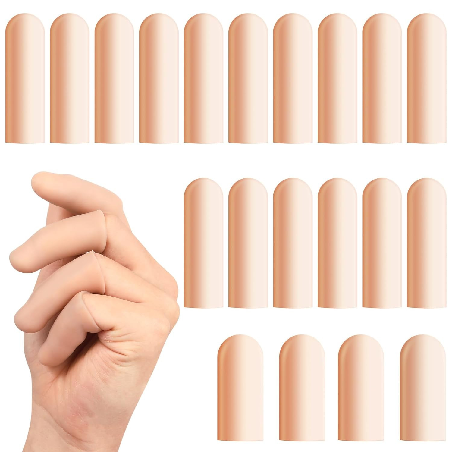 20 Pcs Gel Finger Cots - Reusable Silicone Finger Protectors & Thumb Cots, Flexi 20 Pcs Gel Finger Cots - Reusable Silicone Finger Protectors & Thumb Cots, Flexi