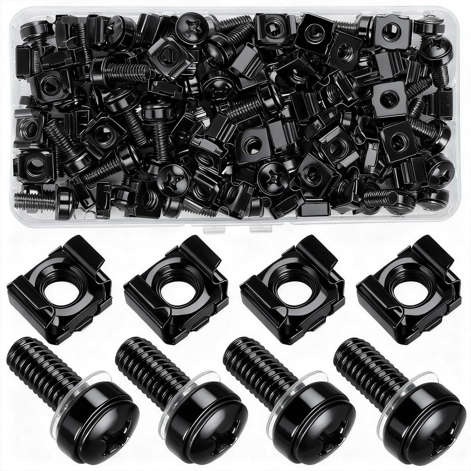 40 Pcs/20 Set Rack Mount Screws and Cage Nuts for Server M6x20MM, black 40 Pcs/20 Set Rack Mount Screws and Cage Nuts for Server M6x20MM, black