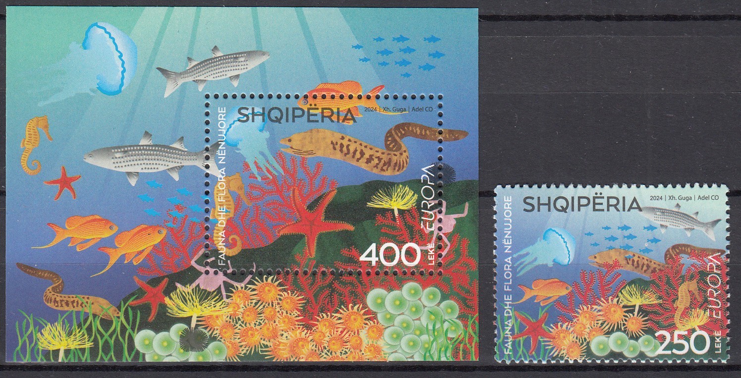 Albania.2024 EUROPA CEPT.Underwater Fauna and Flora.Set Albania.2024 EUROPA CEPT.Underwater Fauna and Flora.Set