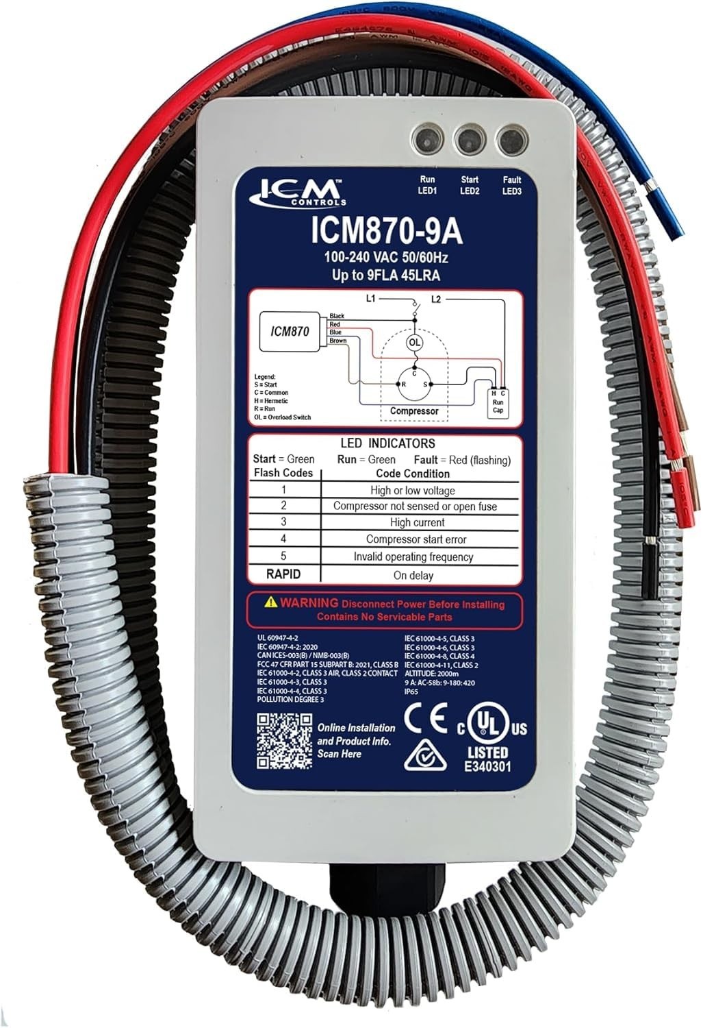 ICM Controls 870-9A Soft Starter Kit 120/240VAC for HVAC/RV/Marine (1.0 Ton)Used