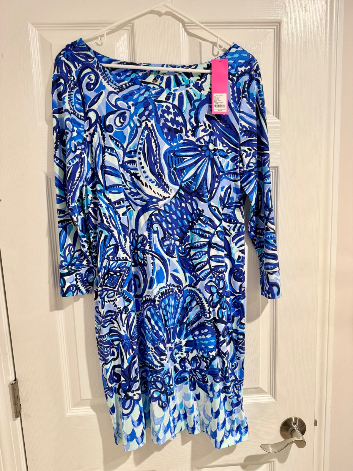 Lilly Pulitzer Dress Hollee Dress Blue Floral, Size L