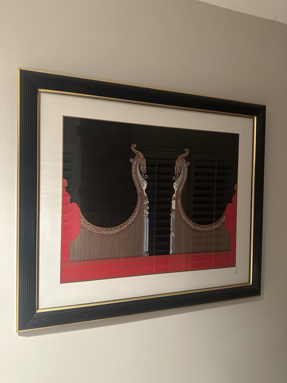 Erté “Aladdin and His Bride” – Hand Signed Art Print – Pencil Signed – Framed