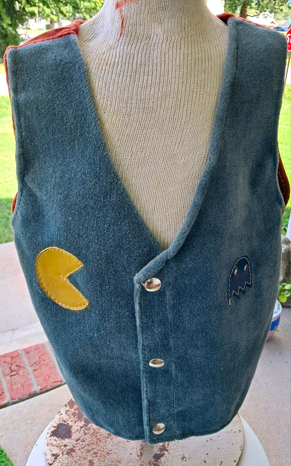 Vintage Pac- Man Velour Fabric Vest
