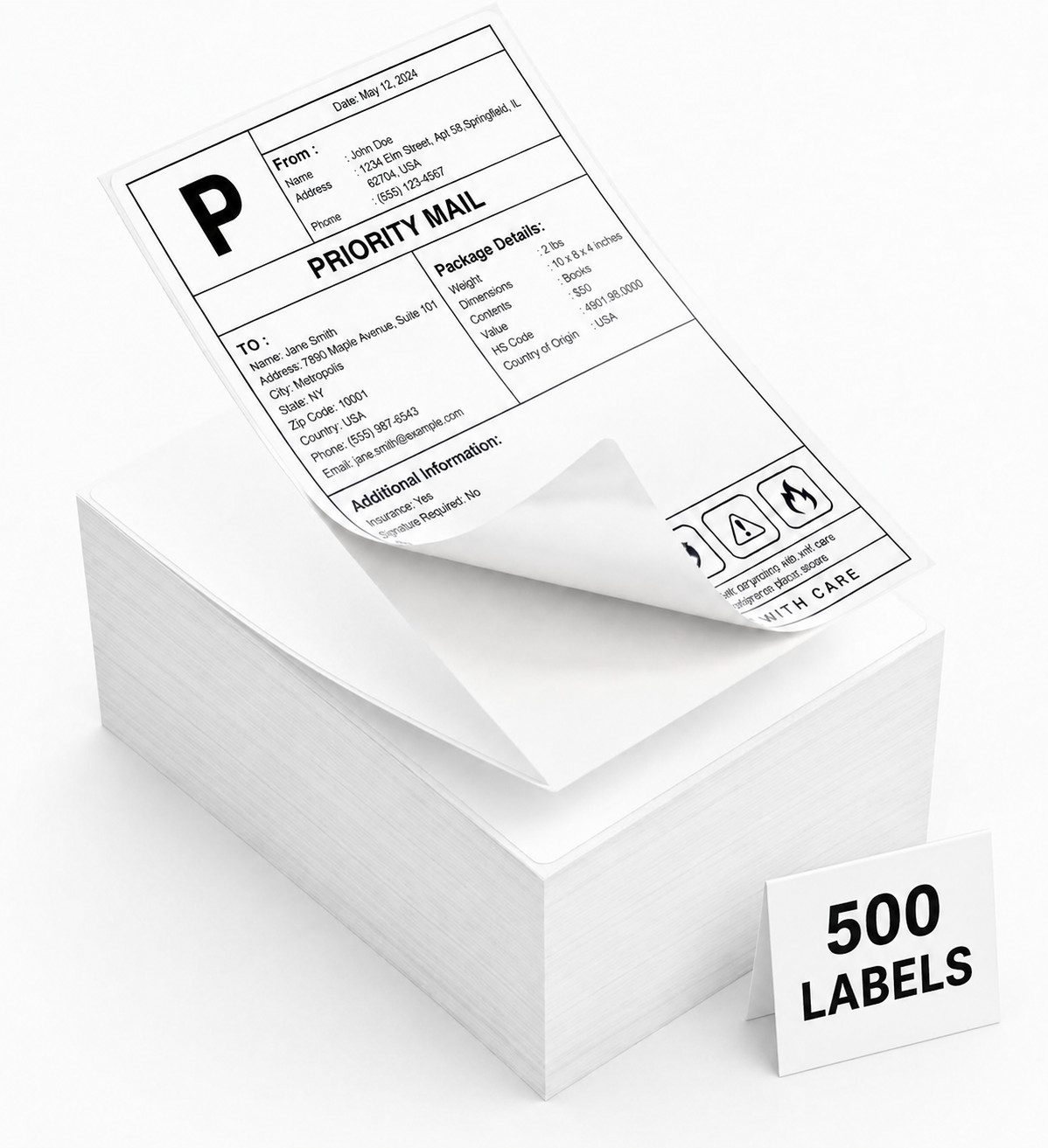 Thermal Direct Shipping Label Pack of 500-10000 4x6 Per Fanfold / Roll Labels