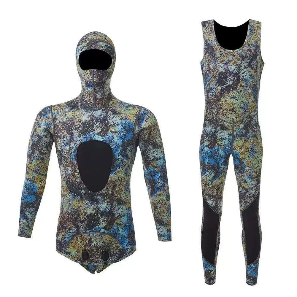 Men\'s 1.5mm Neoprene Hooded Diving Suit Swim Scuba Snorkeling Fishing Wetsuits