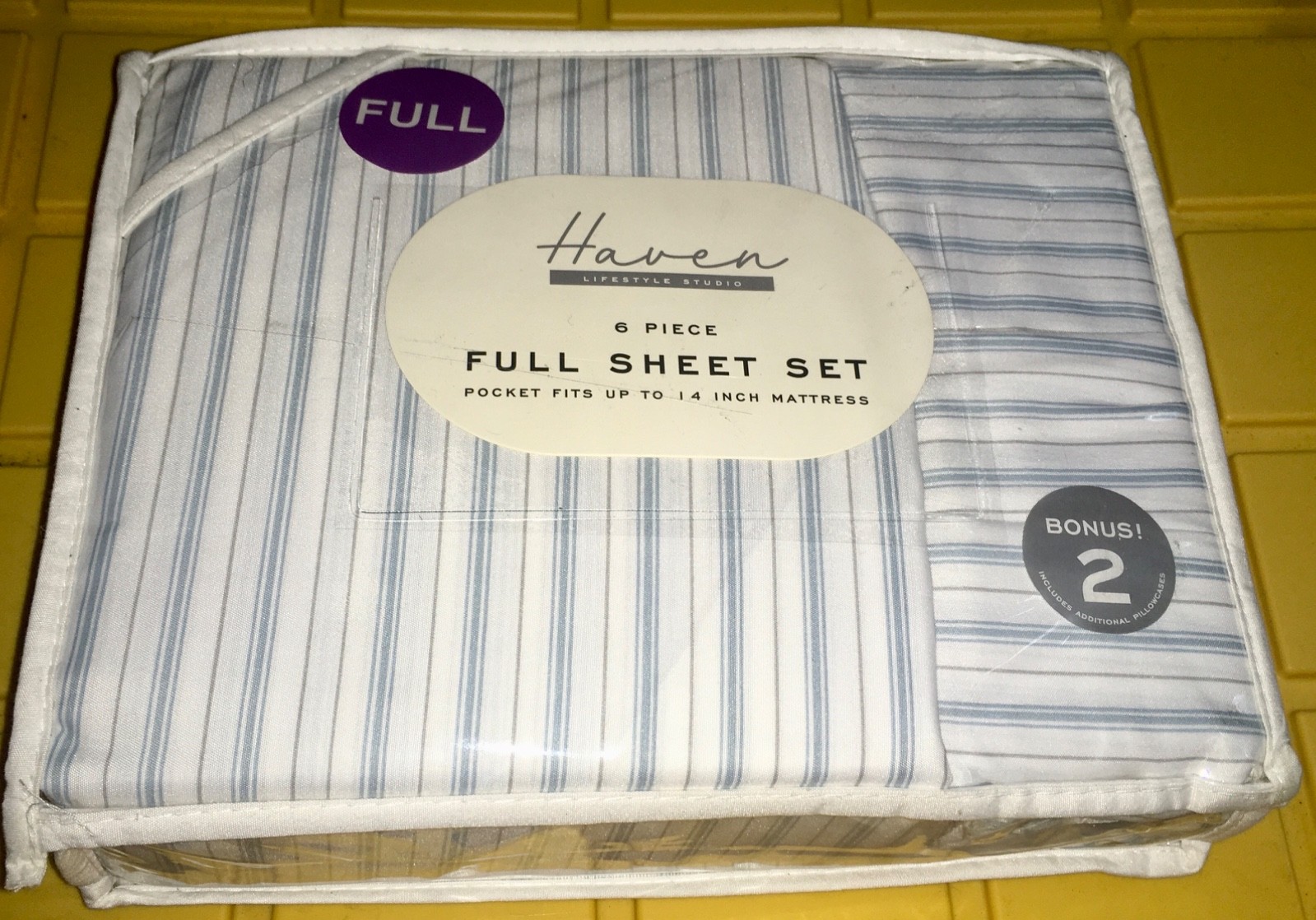 HAVEN Lifestyle Studio Striped 6 PC. Full Size Sheet Set .. NEW HAVEN Lifestyle Studio Striped 6 PC. Full Size Sheet Set .. NEW