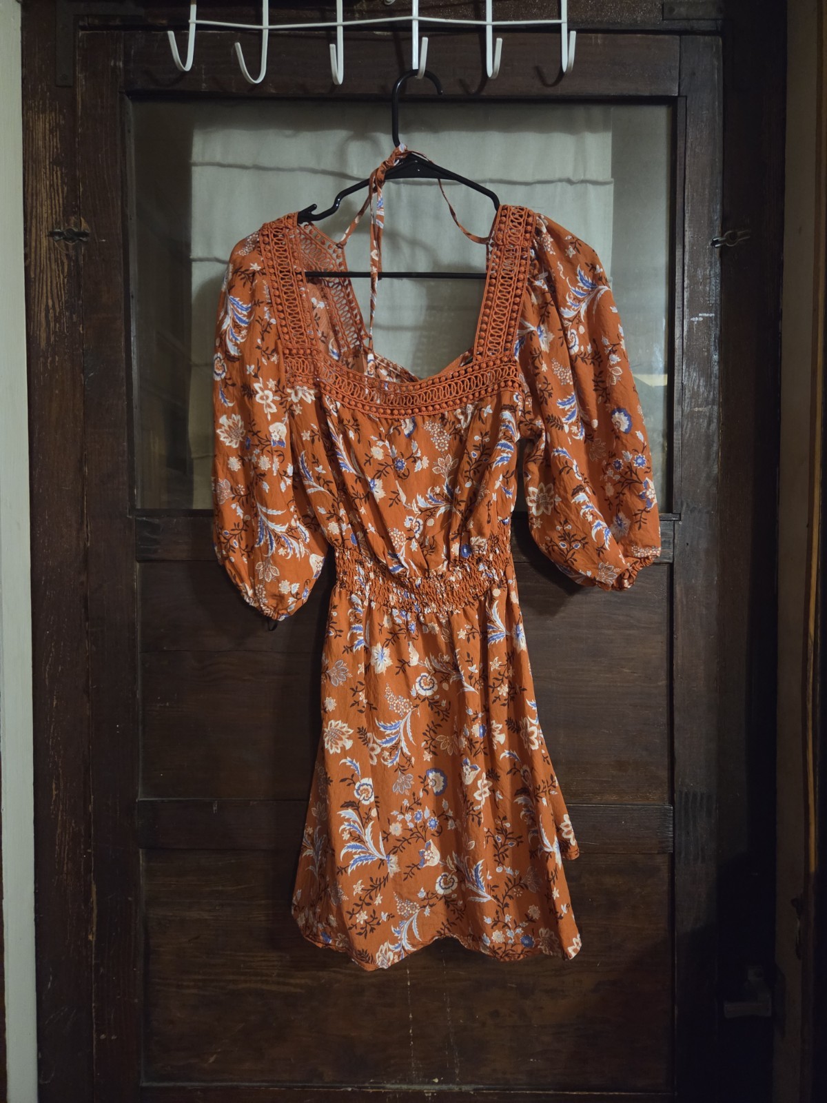 Pre-owned Women\'s M Orange Floral Forever 21 Sundress Pre-owned Women\'s M Orange Floral Forever 21 Sundress
