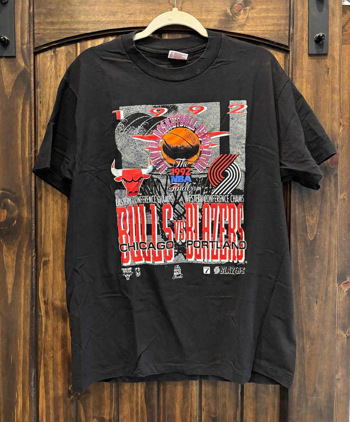 Vintage 1992 NBA Finals Shirt Chicago Bulls Portland Trail Blazers Hanes Large