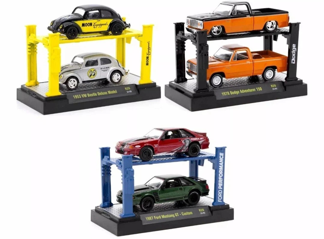 AUTO LIFTS SERIES 26, SET OF 6 CARS 1/64 DIECAST MODELS BY M2 MACHINES 33000-26 AUTO LIFTS SERIES 26, SET OF 6 CARS 1/64 DIECAST MODELS BY M2 MACHINES 33000-26