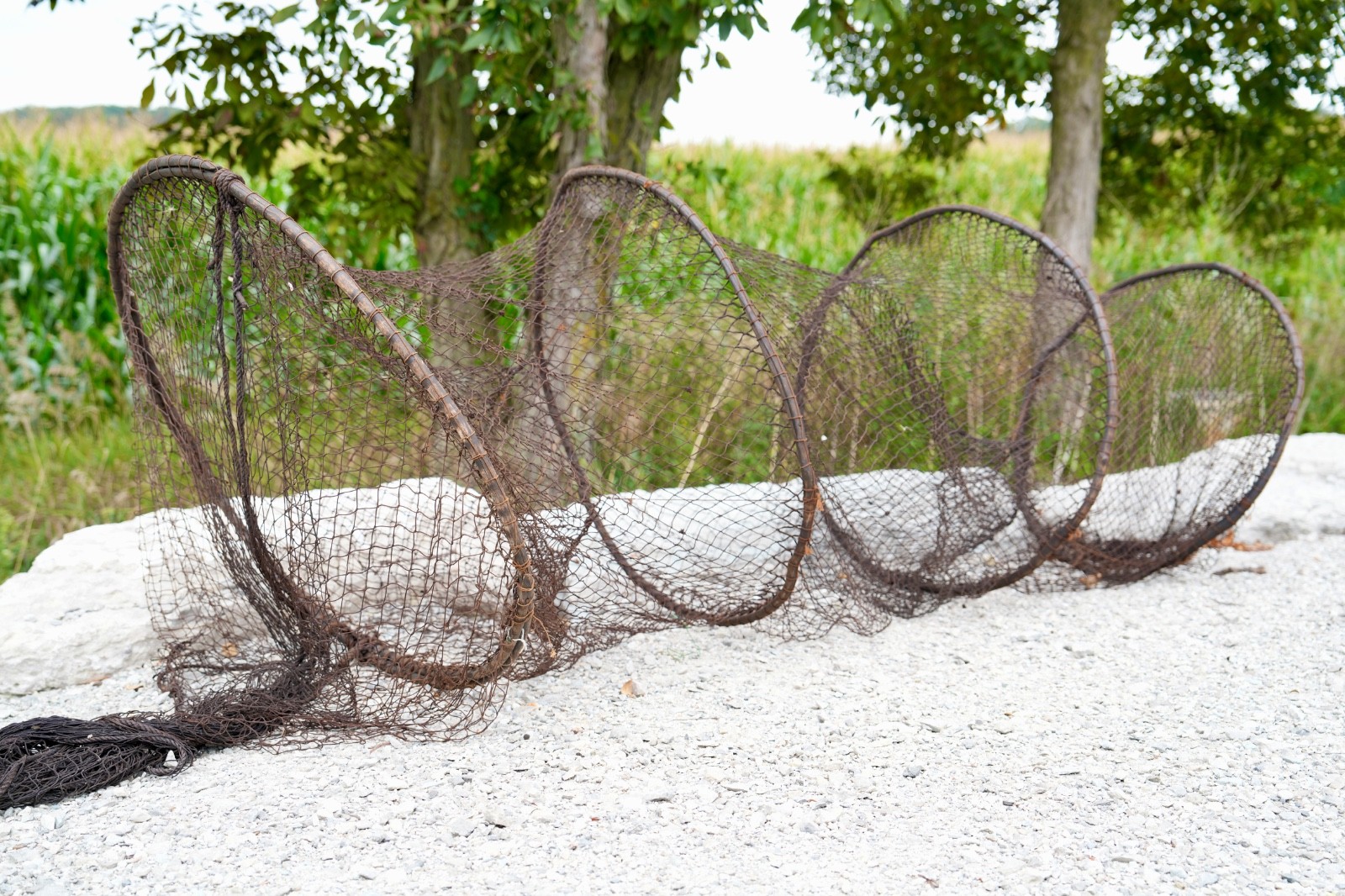 Antique Fish Trap Fishing Bait Net Vintage Lure Nautical 7ft Boat Decor Antique Fish Trap Fishing Bait Net Vintage Lure Nautical 7ft Boat Decor