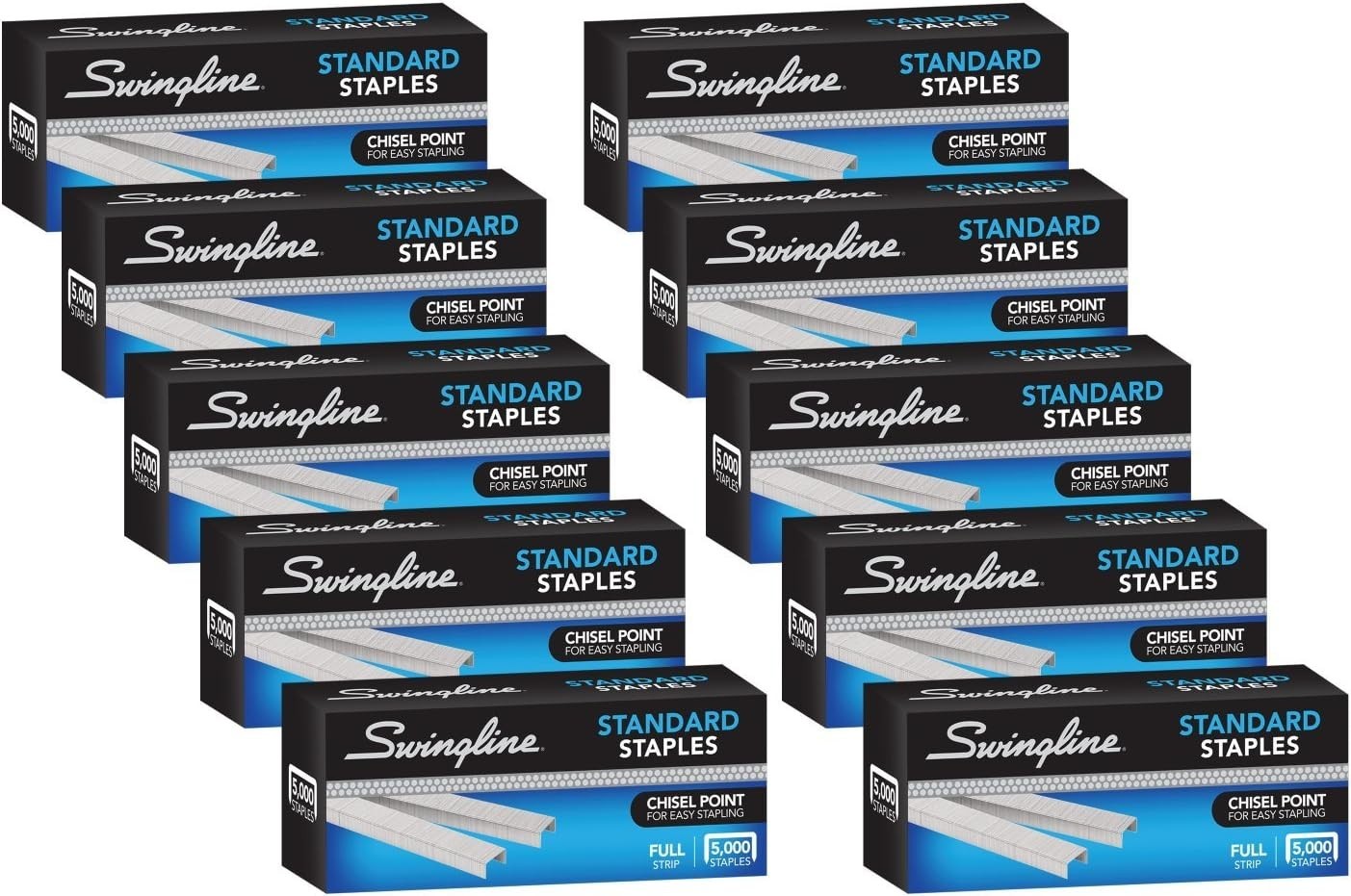 Swingline Standard Staples 1/4 Inch Chisel Point 5000 Box 10 Pack Bulk SF4 74701 Swingline Standard Staples 1/4 Inch Chisel Point 5000 Box 10 Pack Bulk SF4 74701
