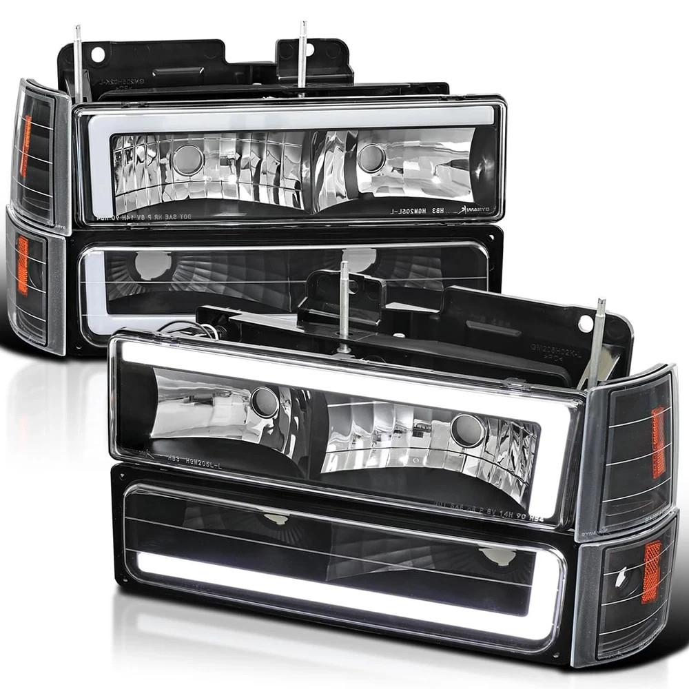 Black LED Tube Headlights + Bumper Parking + Corner Lights