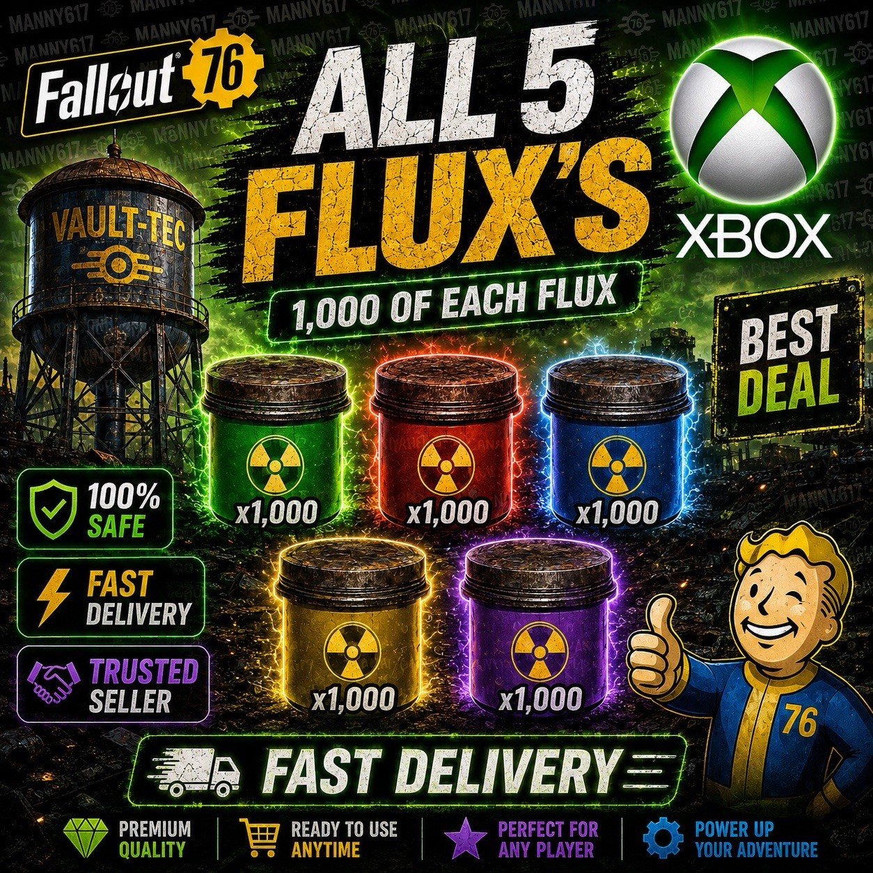 Fallout 76 Xbox Stable Flux x1000 Each | All 5 Types Fast Delivery