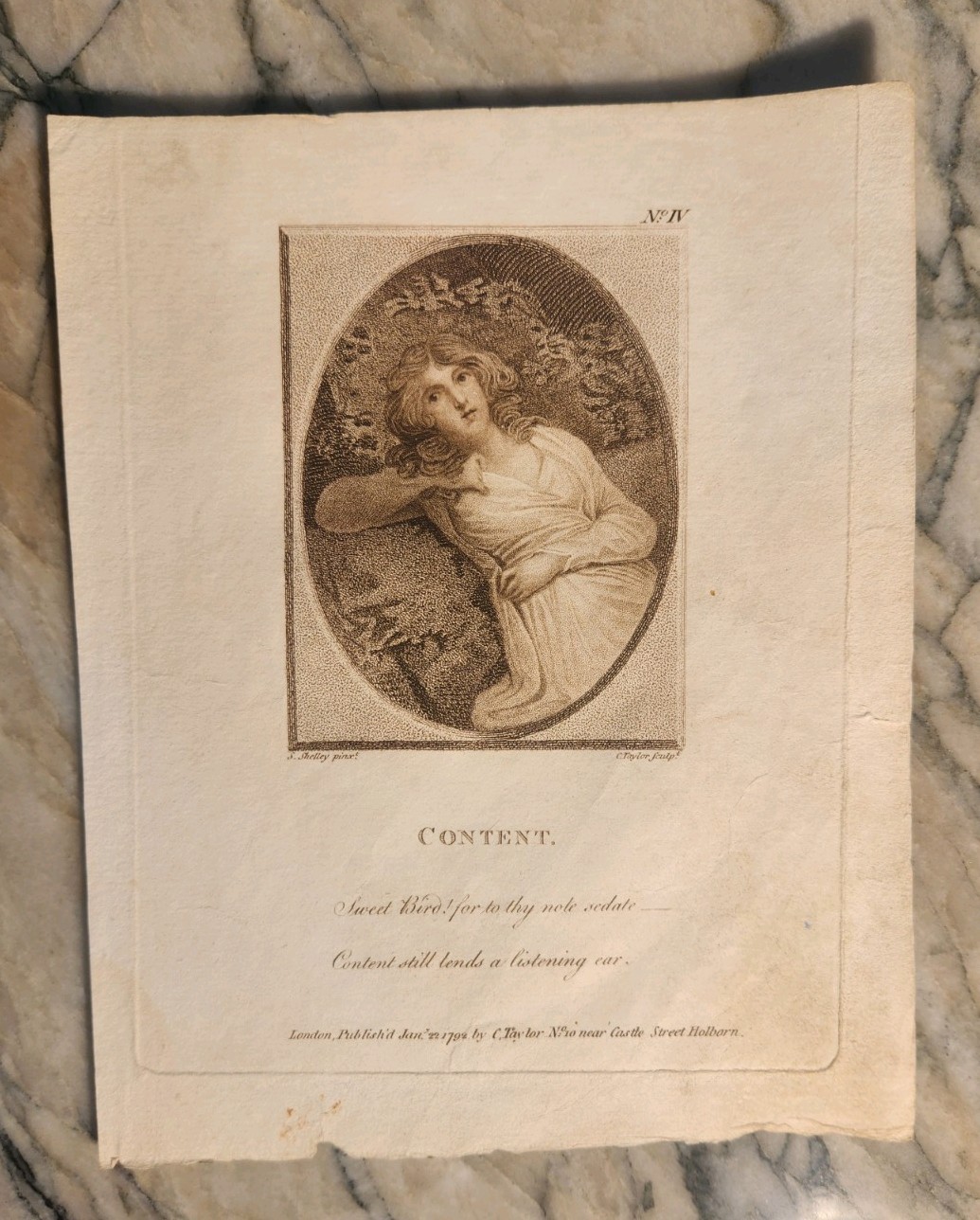 1789 STIPPLE ENGRAVING - Victorian Character Portrait - Content 1789 STIPPLE ENGRAVING - Victorian Character Portrait - Content