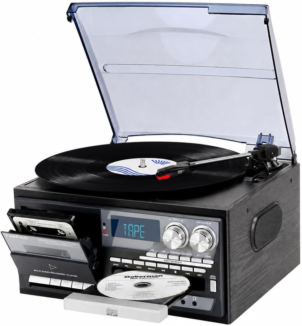 Vintage-Inspired 9-in-1 Record Player Where Timeless Vinyl Meets Modern Wirel...