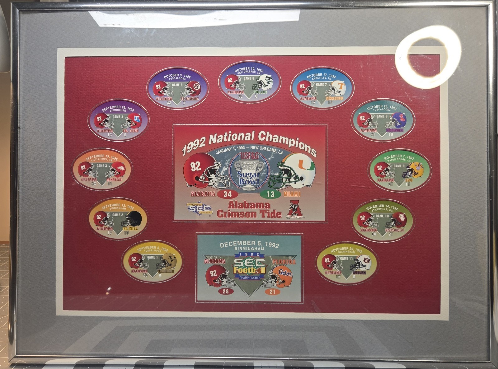 1992 Alabama National Football Champions & Inaugural SEC Championship Frame Set 1992 Alabama National Football Champions & Inaugural SEC Championship Frame Set