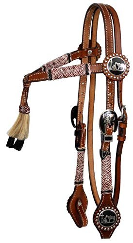 Showman Leather Futurity Rawhide Braided Headstall-Praying Cowboy Conchos/Reins Showman Leather Futurity Rawhide Braided Headstall-Praying Cowboy Conchos/Reins