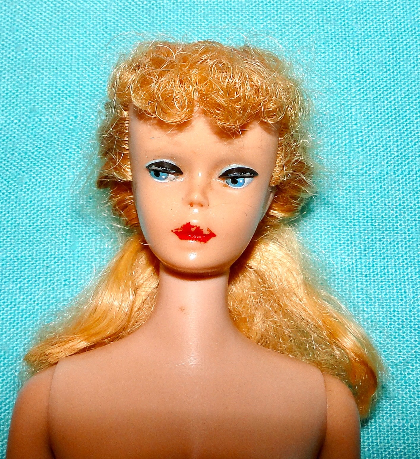 Vintage BARBIE DOLL #5 Blonde PONYTAIL Poodle Bangs Greasy Face Vintage BARBIE DOLL #5 Blonde PONYTAIL Poodle Bangs Greasy Face