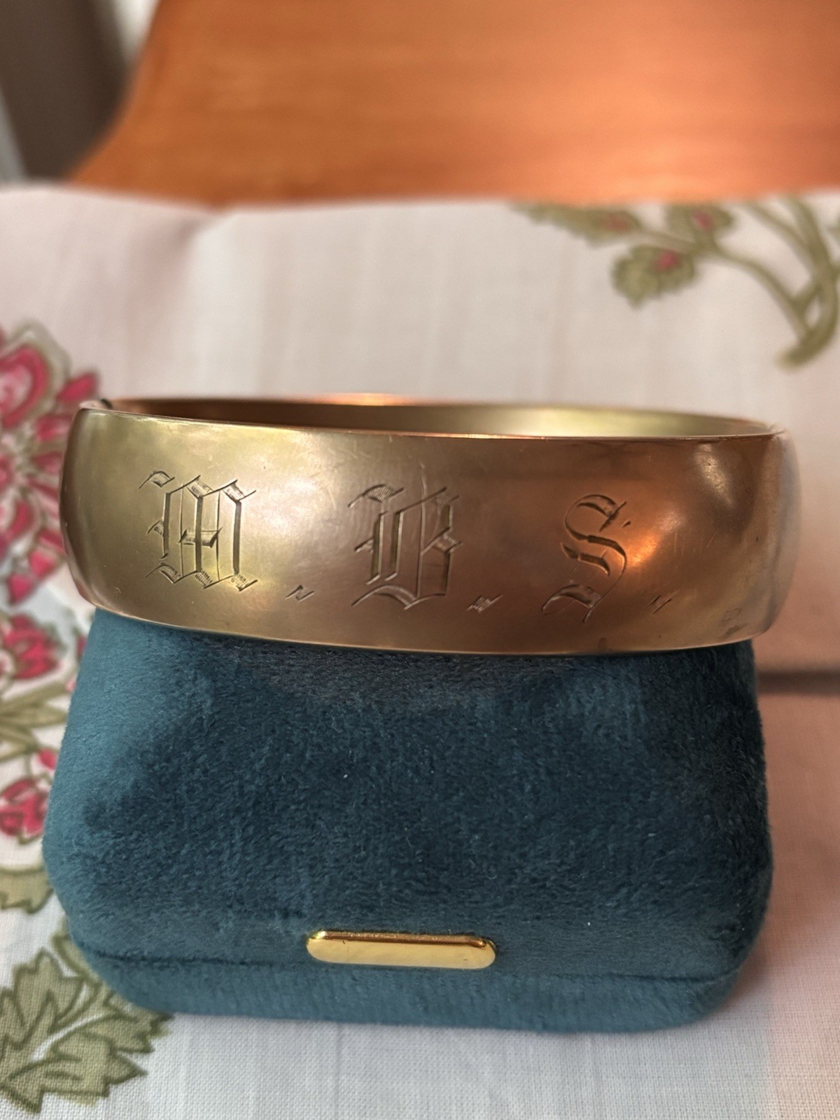 Antique 1905 12K Gold Filled Wide Bangle Bracelet 38.5g MBS Monogram Edwardian