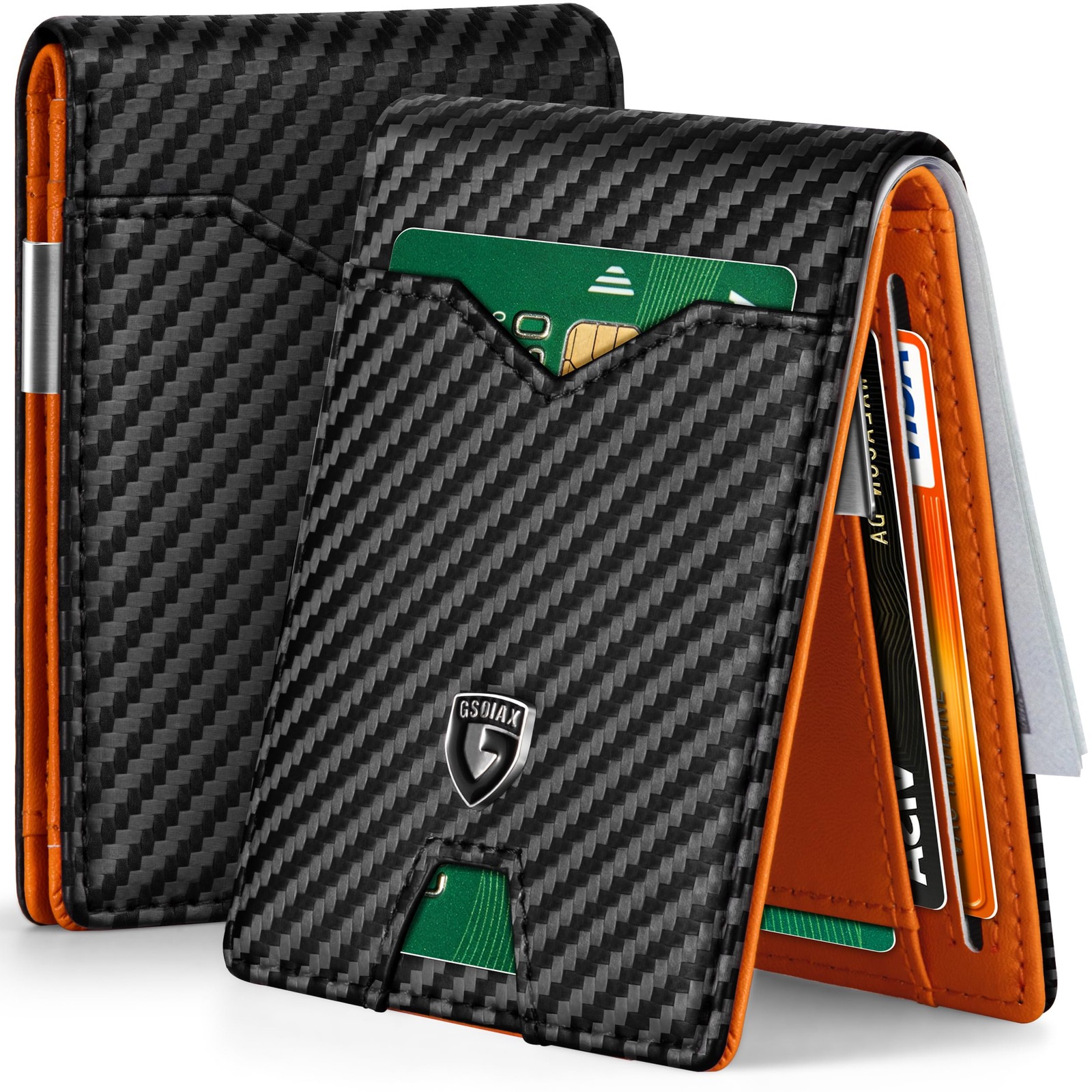 GSOIAX Slim Wallet for Men Rfid Blocking Leather Bifold Front Pocket Carbon Fibe GSOIAX Slim Wallet for Men Rfid Blocking Leather Bifold Front Pocket Carbon Fibe
