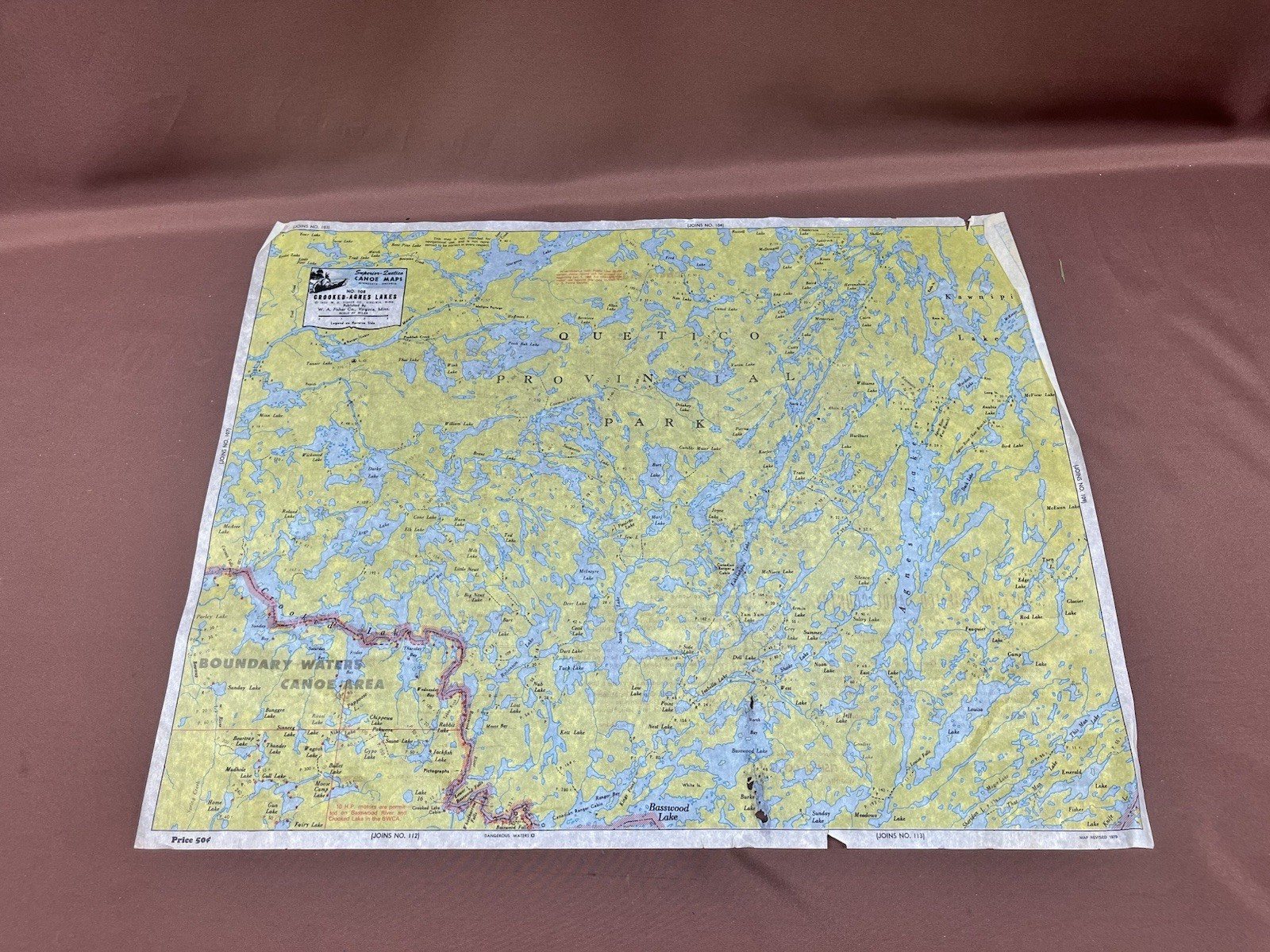 W.A. Fisher Company Vintage BWCA Map No. 108 Crooked-Agnes W.A. Fisher Company Vintage BWCA Map No. 108 Crooked-Agnes