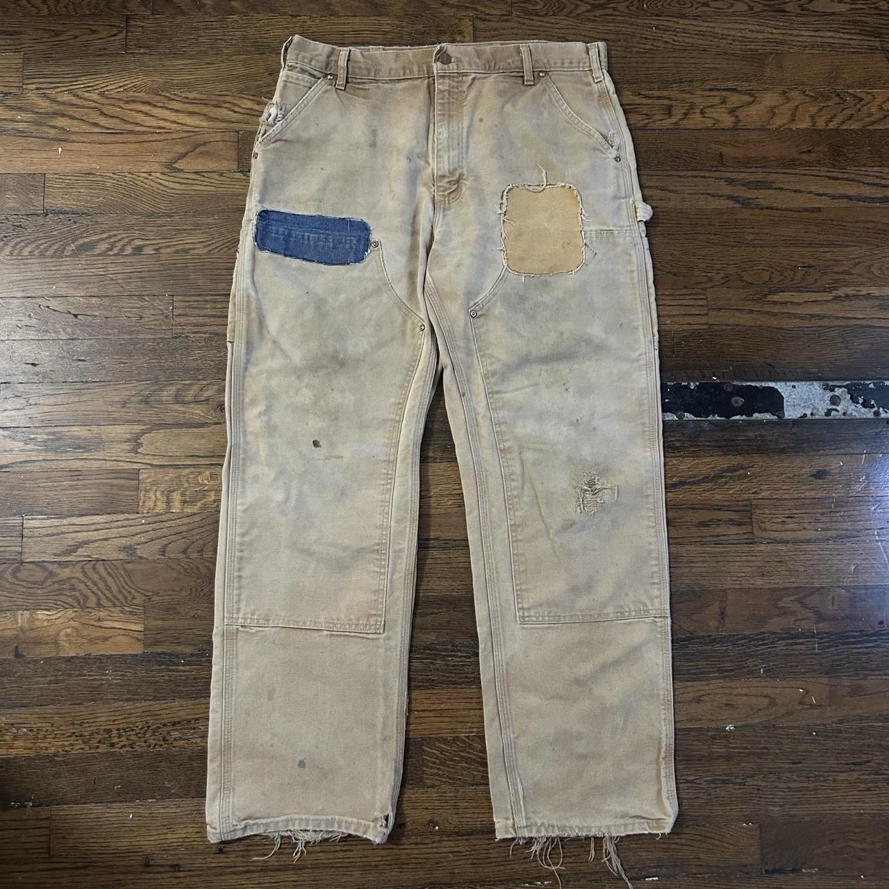 American Vintage Carhartt 90s Made In USA Distressed Patched Double Knee Pants American Vintage Carhartt 90s Made In USA Distressed Patched Double Knee Pants