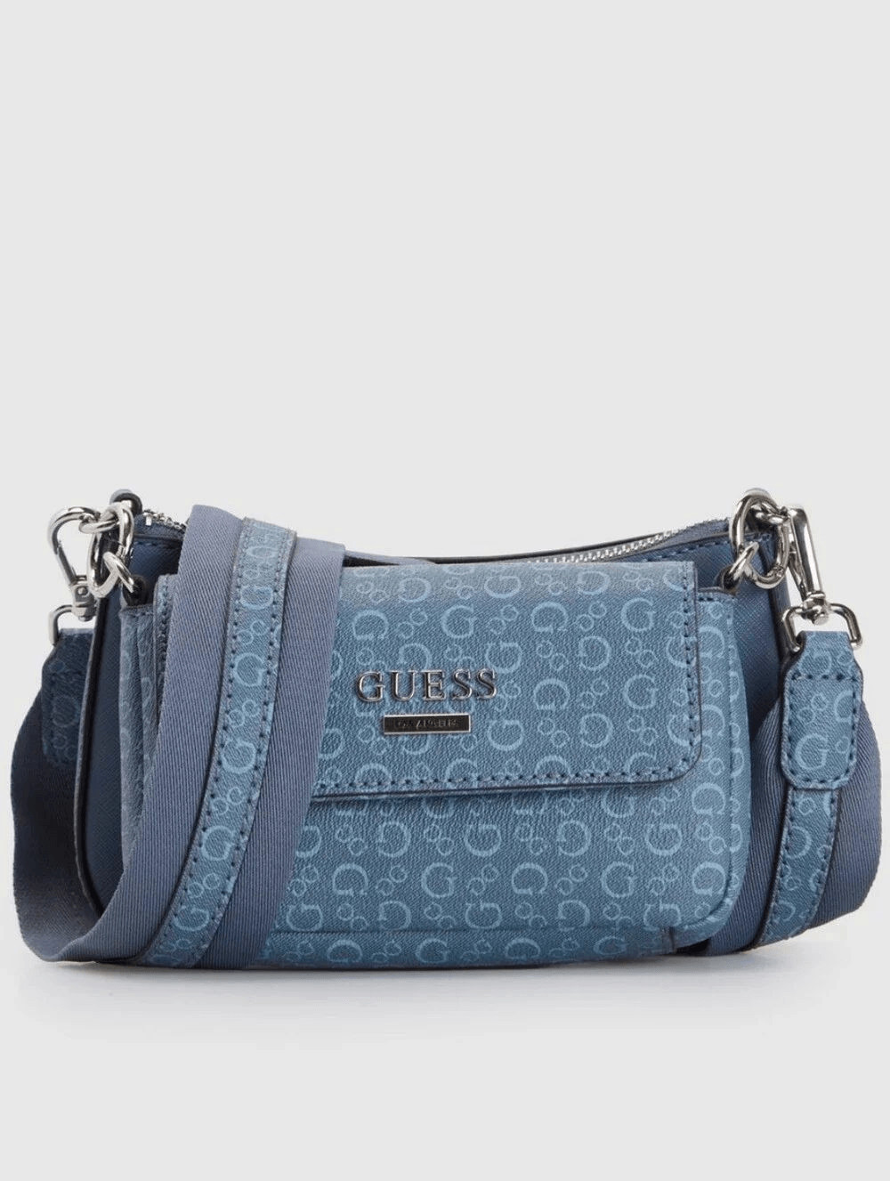 GUESS Light Blue Logo Jacquard Crossbody Bag GUESS Light Blue Logo Jacquard Crossbody Bag