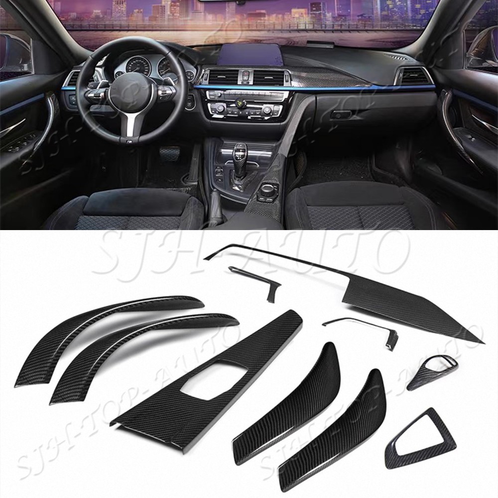 10Pcs/Set Dry Carbon Fiber Interior Kit Trim For BMW 3 Series 4 Series 2014-2020 10Pcs/Set Dry Carbon Fiber Interior Kit Trim For BMW 3 Series 4 Series 2014-2020