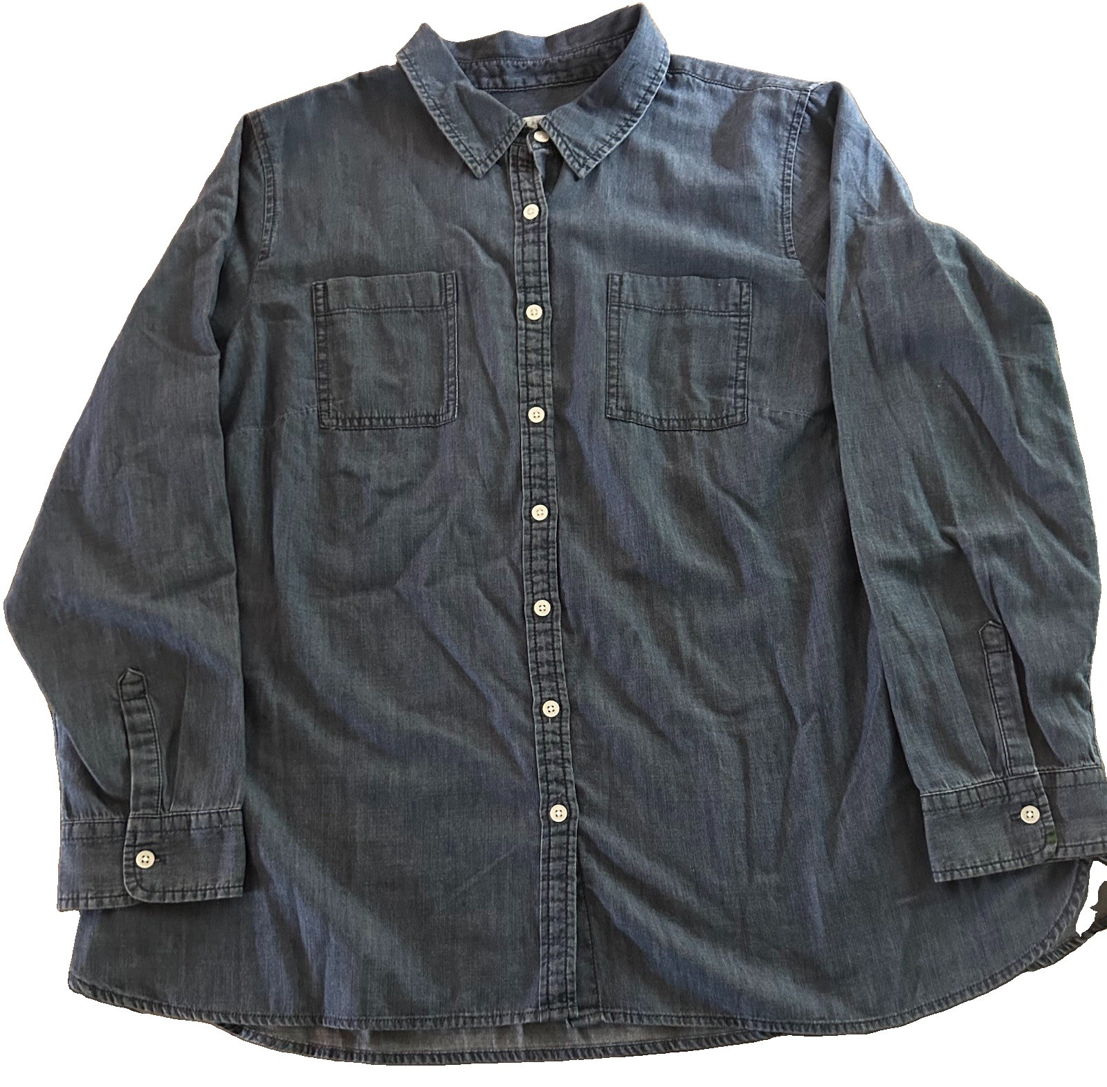 Talbots Blue Denim Button-Up Shirt Big 2X Big & Tall Long Sleeve Pockets Talbots Blue Denim Button-Up Shirt Big 2X Big & Tall Long Sleeve Pockets