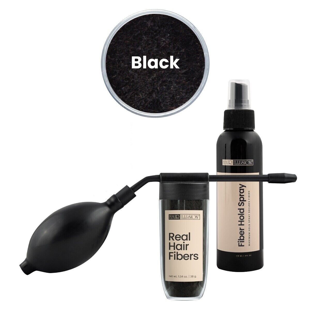 Hair Loss Treatment kit combo Pack by HAIR ILLUSION - 100% Real Human Hair Fiber