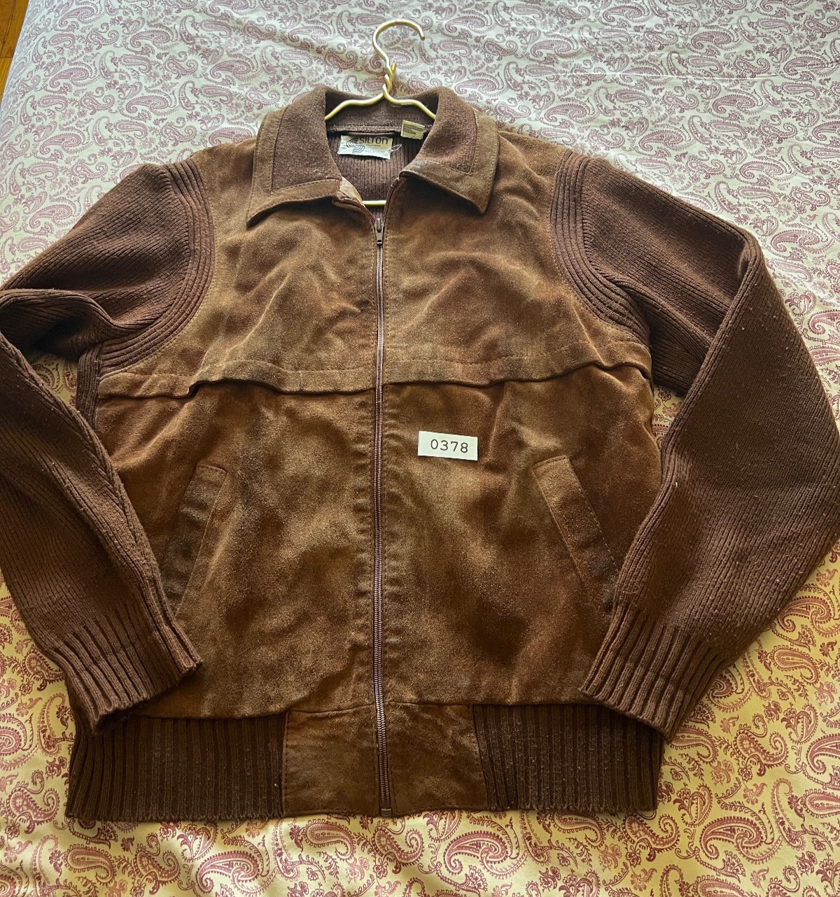 Silton California Vintage Suede & Knit Full-Zip Jacket L