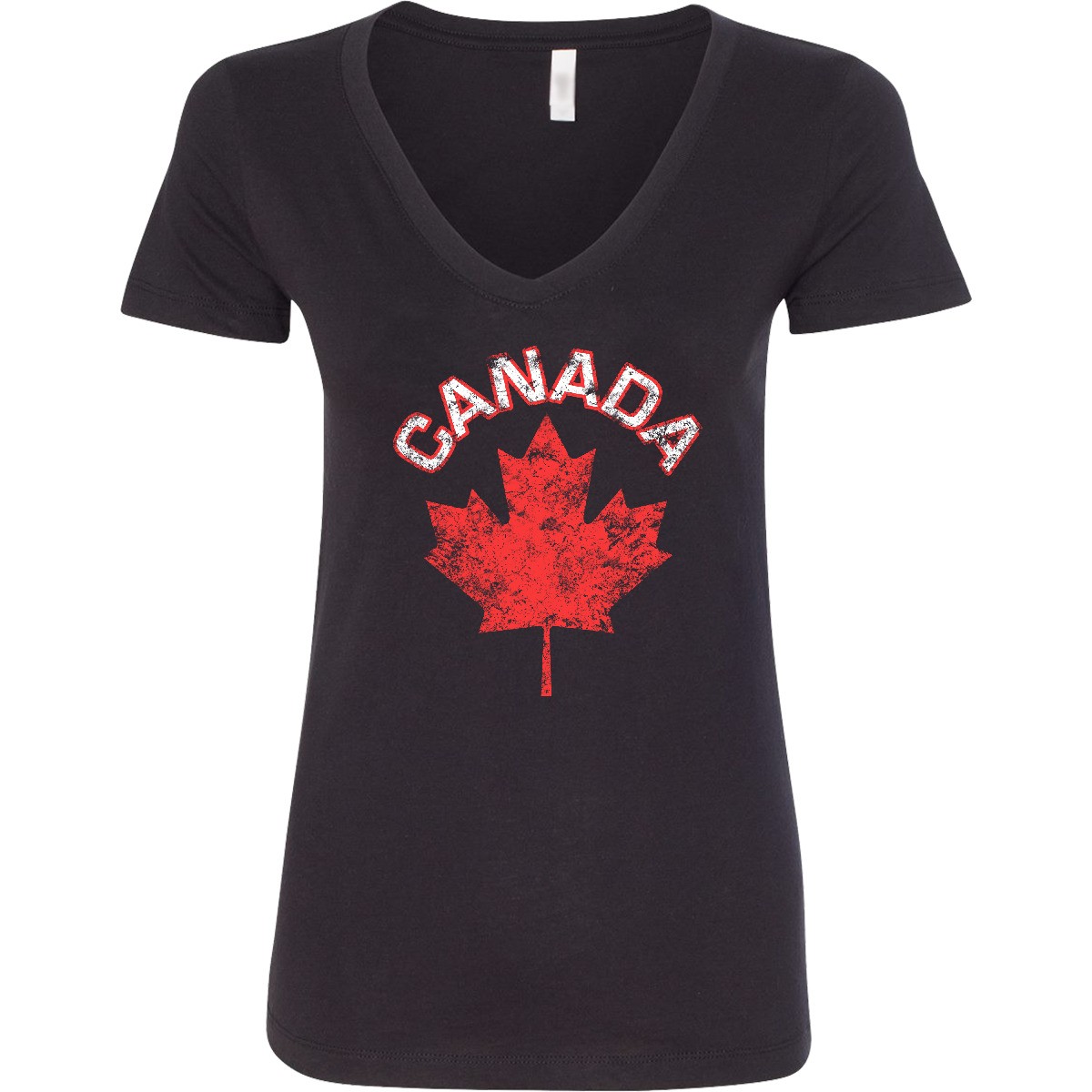 Inktastic Canada Maple Leaf Women\'s V-Neck T-Shirt Clothing Apparel Tees Adult