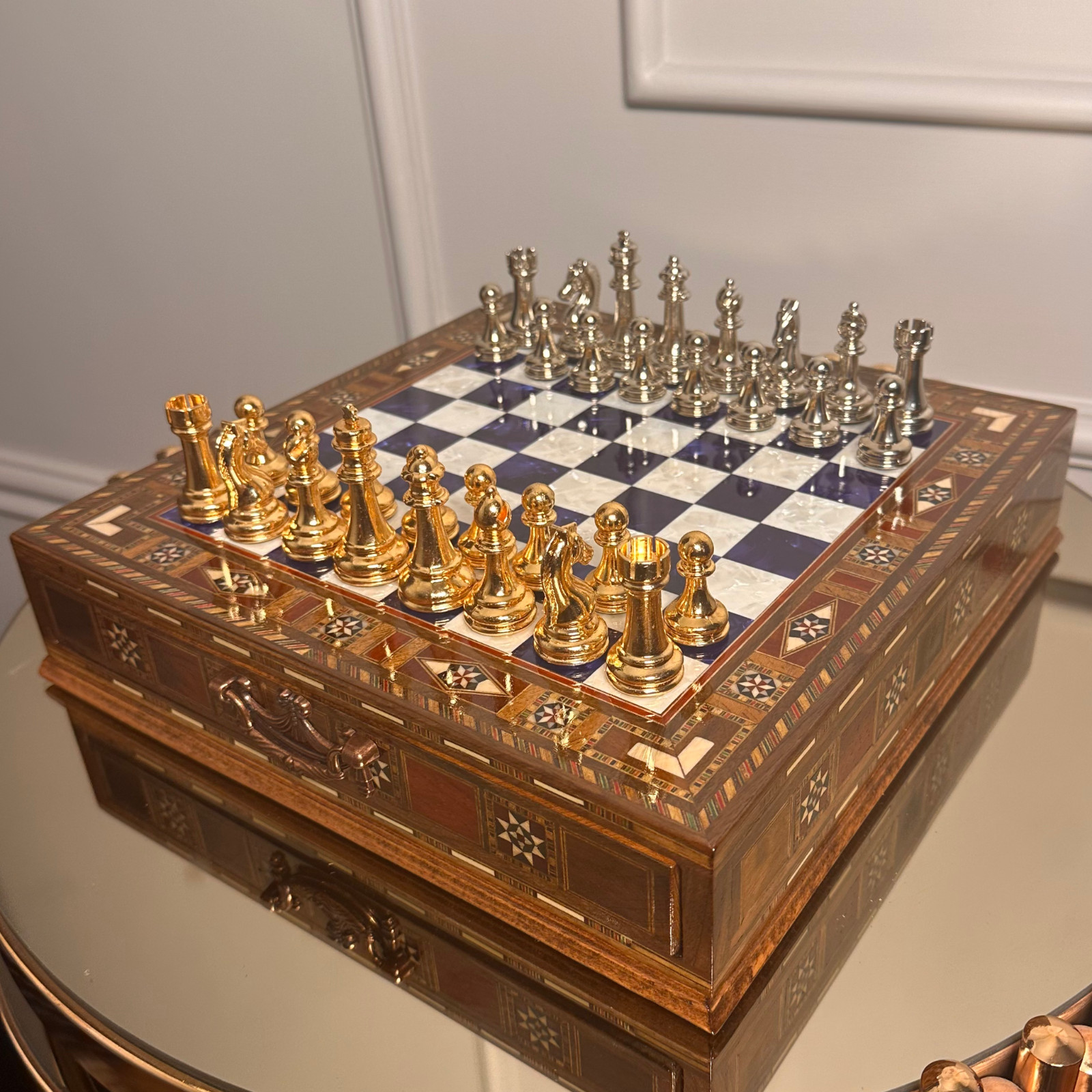Chess Set Luxury Wooden Chess | Solid Metal Pieces | Handmade Personalized Gift