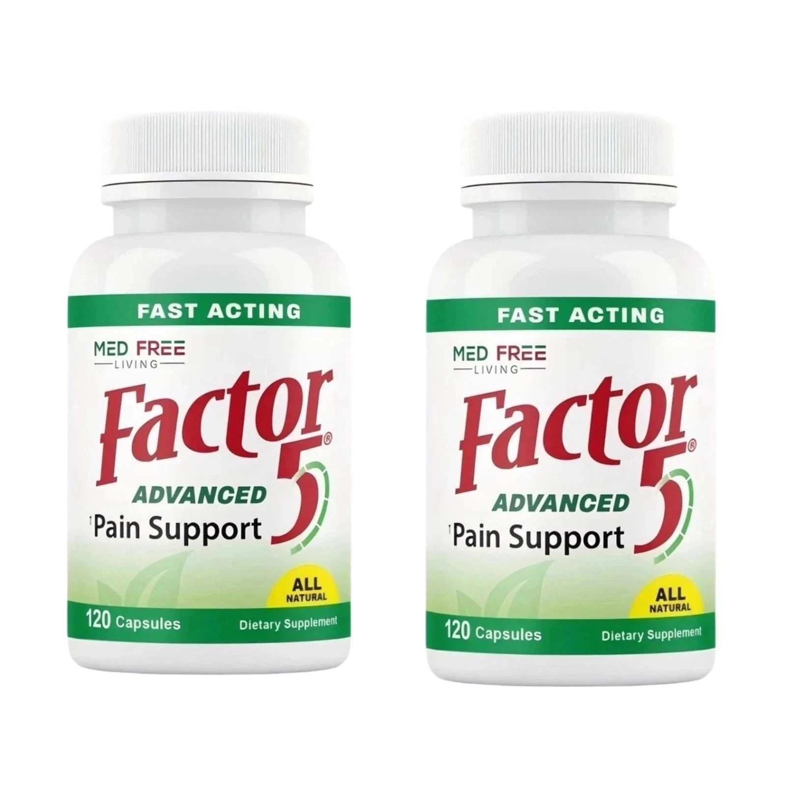 2-Pack Med Free Living Factor 5 Advanced Joint Muscle Support - 120 Capsules