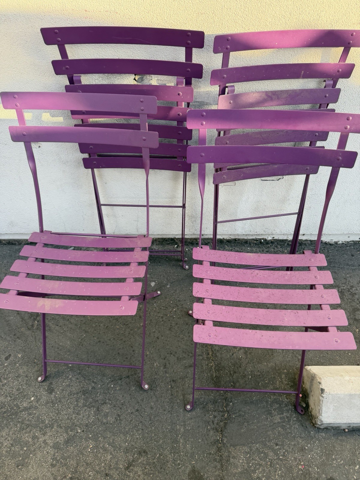 Fermob Purple Foldable Metal Chair Set 4 Bistro Fermob Purple Foldable Metal Chair Set 4 Bistro