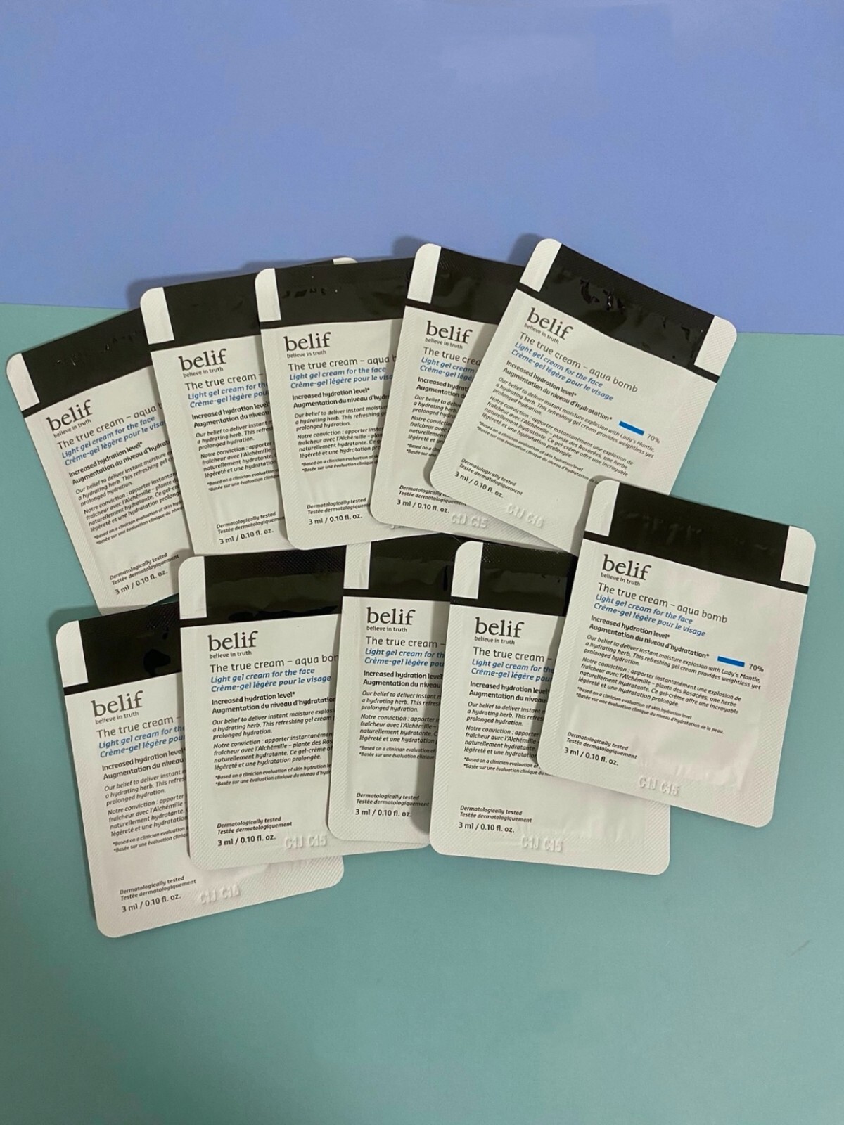 10 x Belif The True Cream Aqua Bomb Moisturizer Sample 3ml / 0.1oz Each 10 x Belif The True Cream Aqua Bomb Moisturizer Sample 3ml / 0.1oz Each