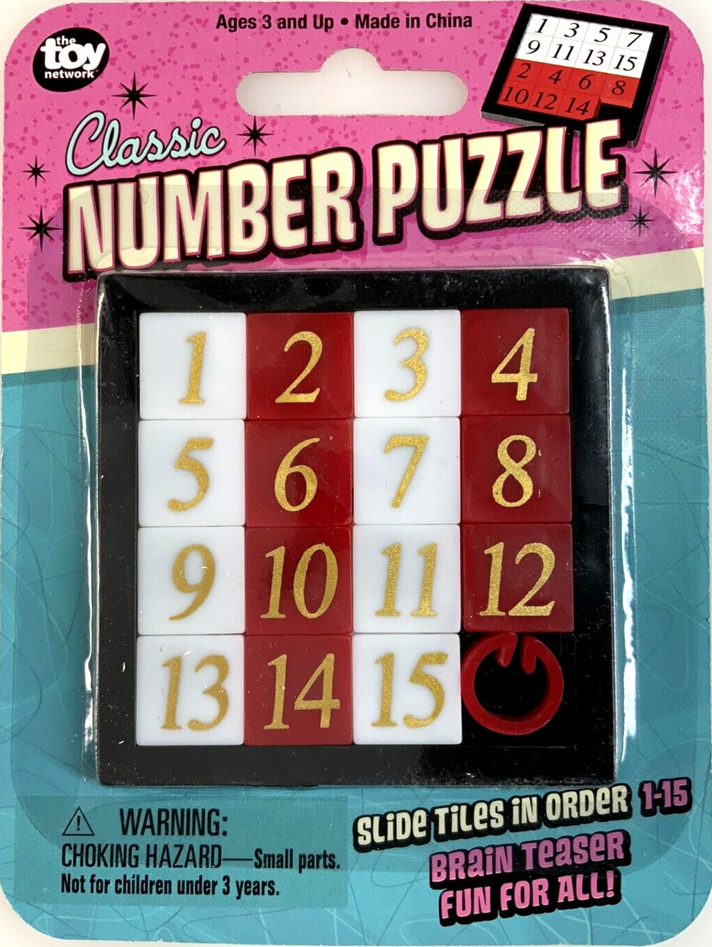 FIFTEEN 15 PUZZLE Number Slide Tile Brain Teaser Classic IQ Test Toy Game FIFTEEN 15 PUZZLE Number Slide Tile Brain Teaser Classic IQ Test Toy Game