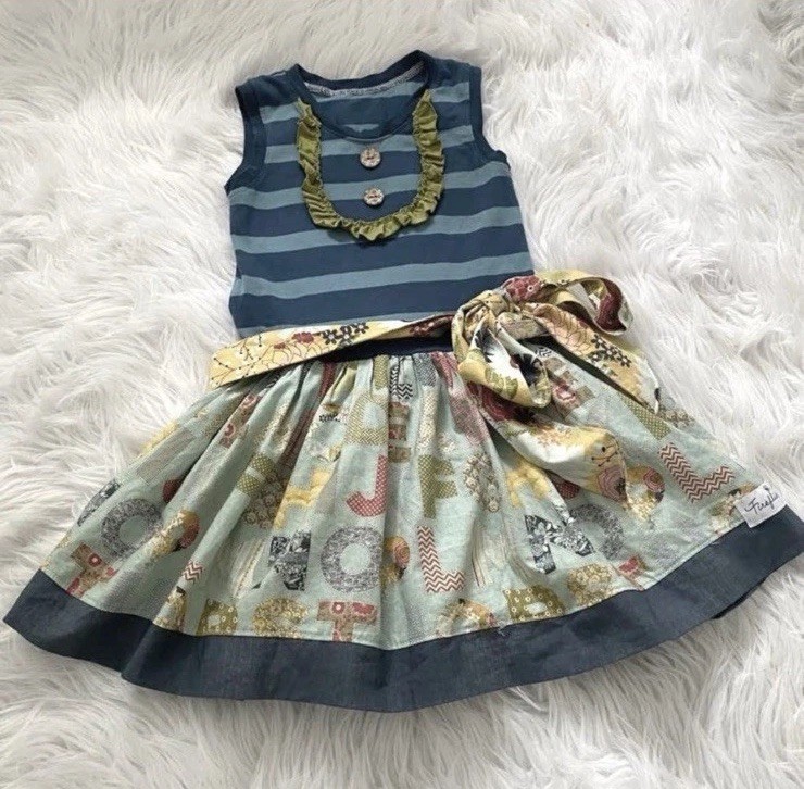 Firefliez Custom Boutique Girls Alphabet Print Back to School Dress Handmade Firefliez Custom Boutique Girls Alphabet Print Back to School Dress Handmade