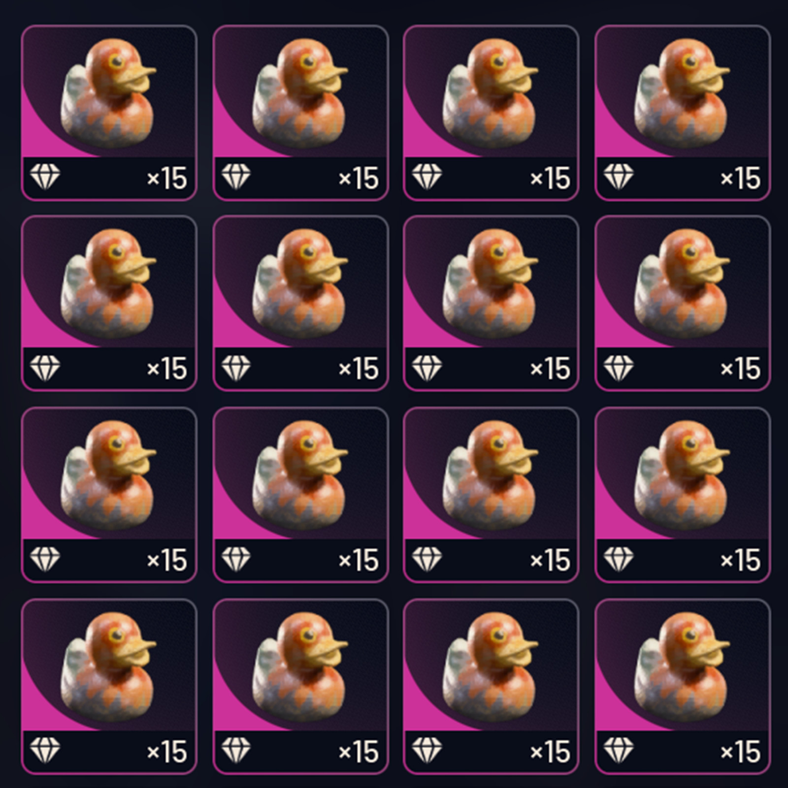 Arc Raiders Familiar Ducks 15 Stacks of ducks (105k Each stack -15 ducks)