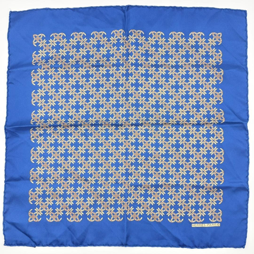 Hermes Carre 45 Rope Ring Motif Silk Scarf Blue Ivory Red Excellent w/Tag Hermes Carre 45 Rope Ring Motif Silk Scarf Blue Ivory Red Excellent w/Tag