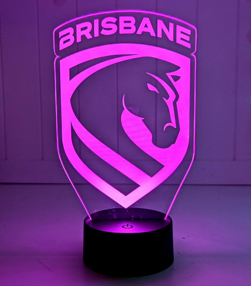Brisbane Broncos Personalised 3D LED Night Light Rugby League 16 Colour Lamp