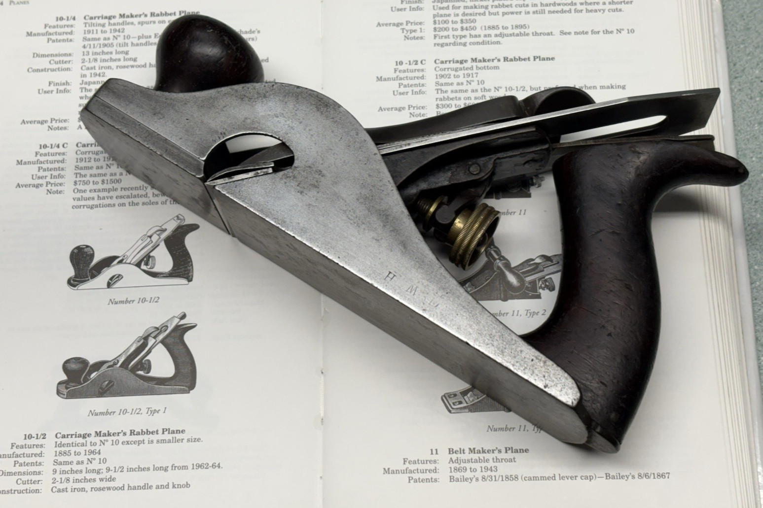 Type 1 Stanley No. 10 1/2 Carriage Maker's Rabbet Plane RARE adjustable throat