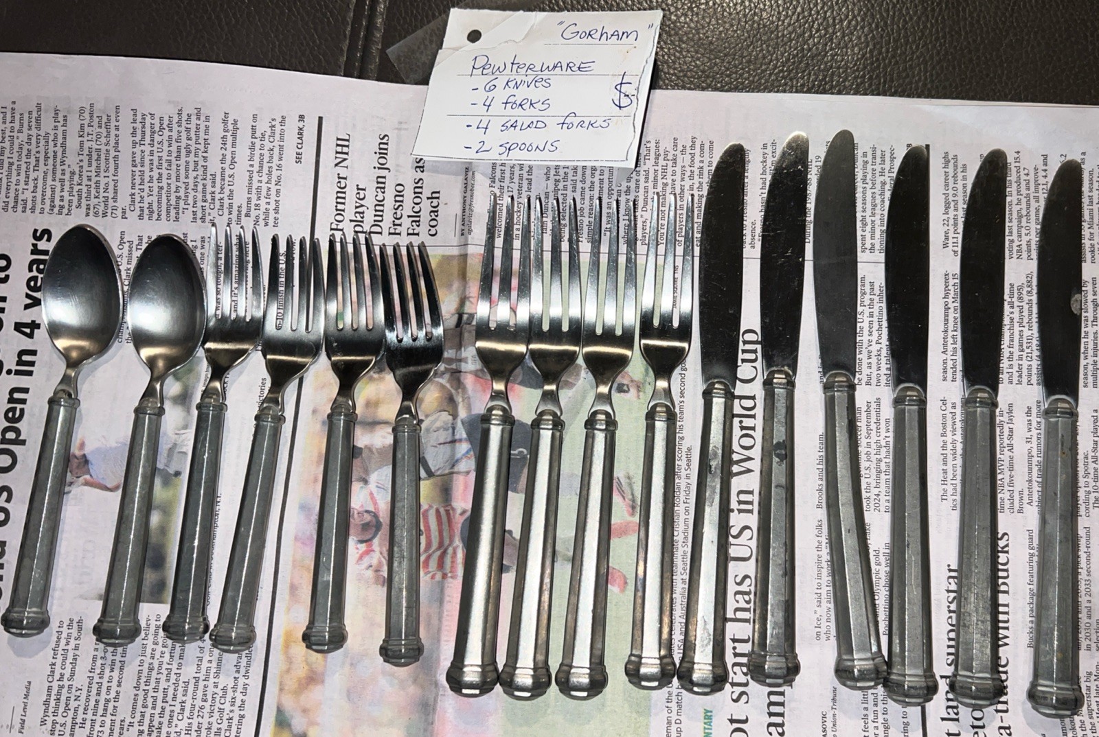 VTG Gorham OCTETTE Pewter Flatware Replacement Lot 16 Pcs Forks Knives Spoons