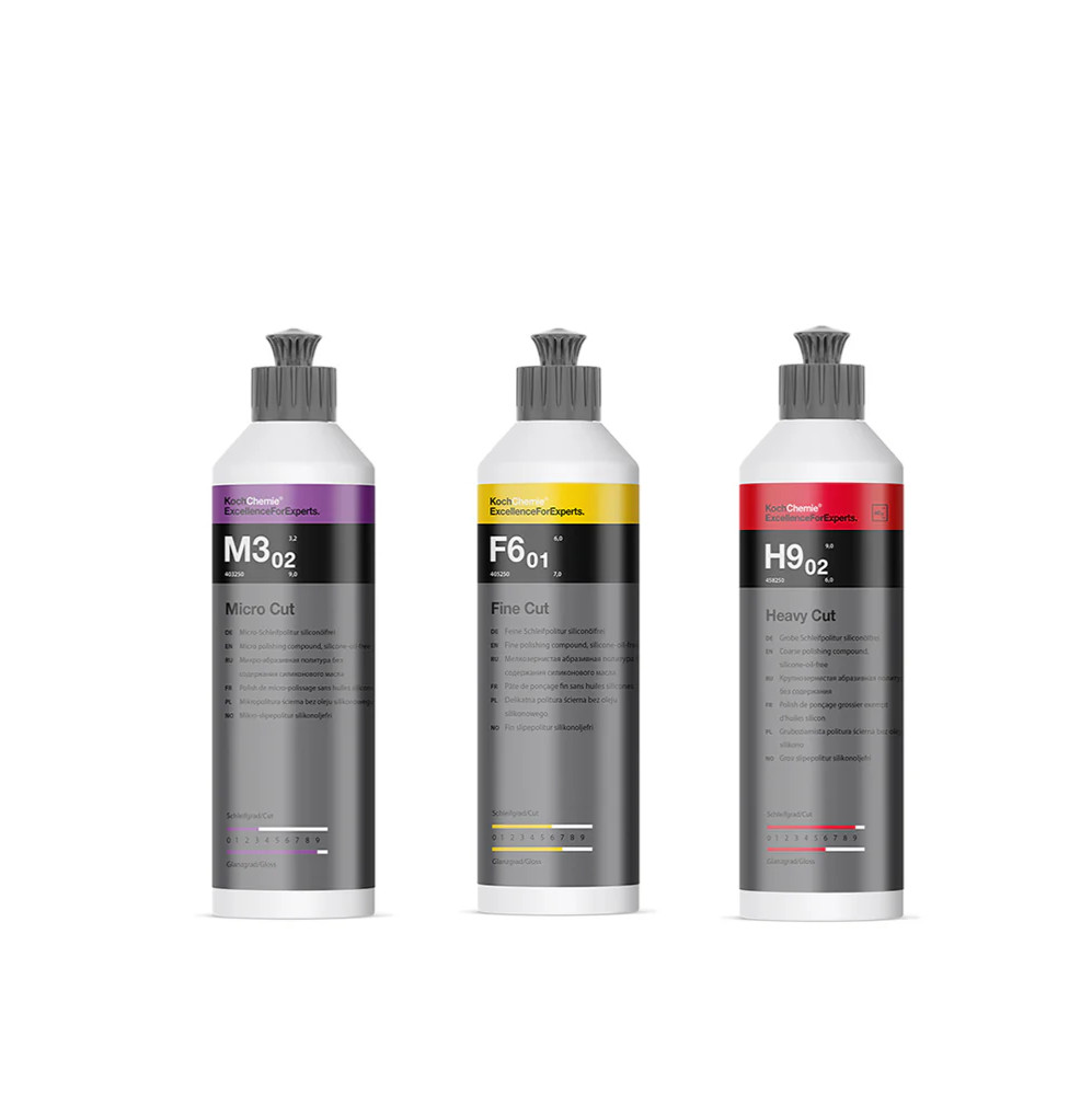 KOCH CHEMIE POLISH COMPOUND KIT 250ML | HEAVY FINE MICRO CUT | 3 250ML BOTTLES KOCH CHEMIE POLISH COMPOUND KIT 250ML | HEAVY FINE MICRO CUT | 3 250ML BOTTLES