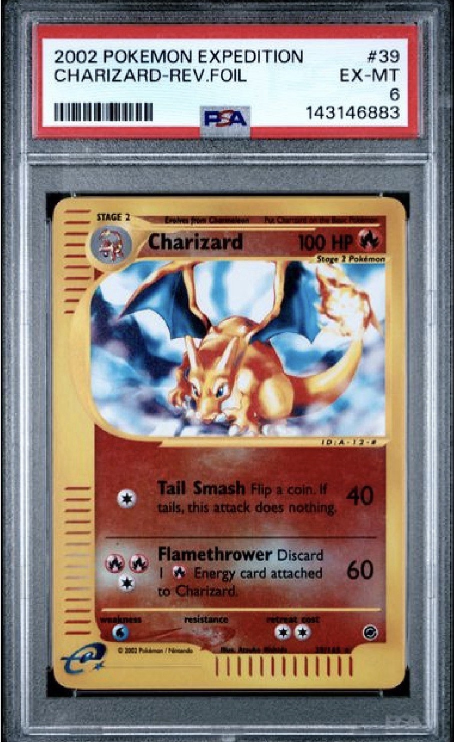 Charizard PSA 6 2002 Pokemon Expedition Base Set 039/165 Reverse Holo Foil Charizard PSA 6 2002 Pokemon Expedition Base Set 039/165 Reverse Holo Foil