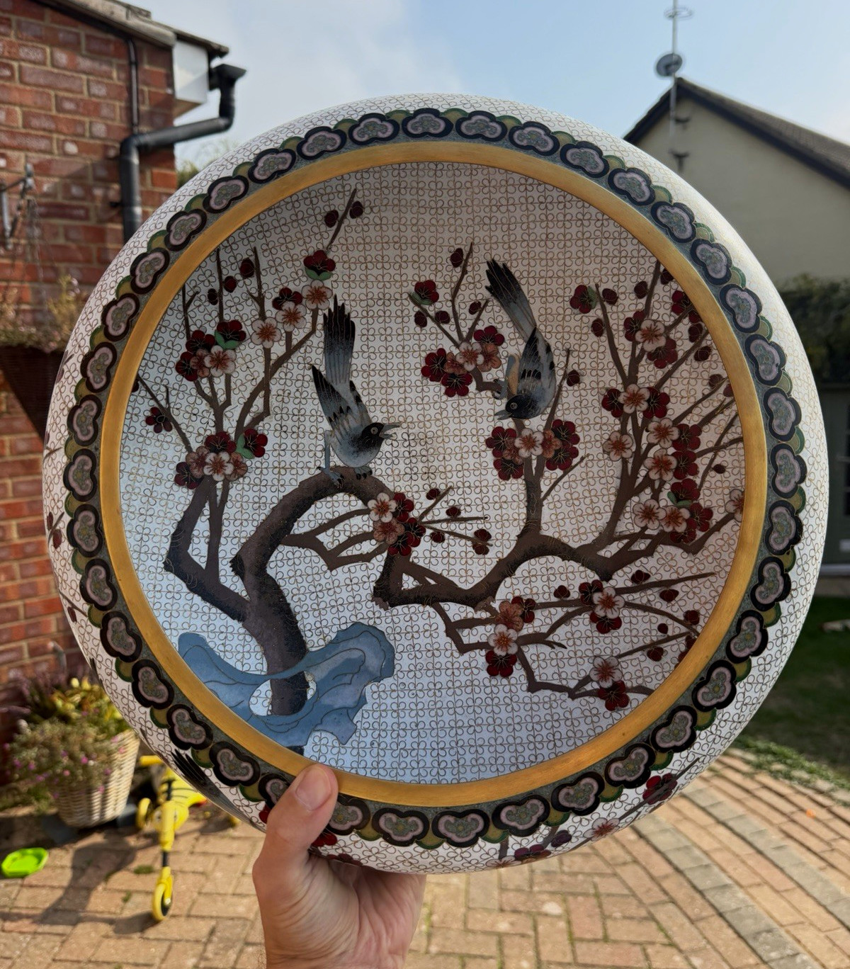 Chinese Cloisonné Large Bowl C1970s Marked Base No Damage Extremely Neat Chinese Cloisonné Large Bowl C1970s Marked Base No Damage Extremely Neat