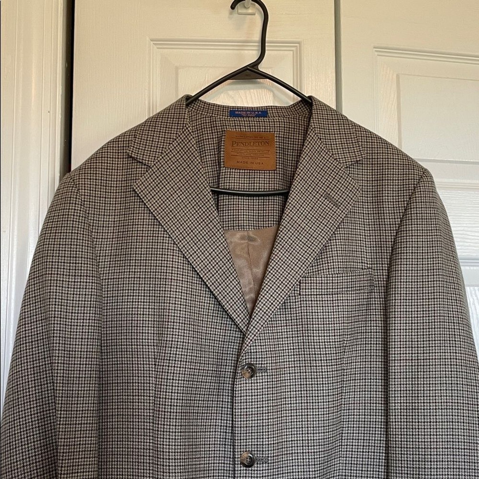 VTG Pendleton Tan Checkered Houndstooth Blazer 42L VTG Pendleton Tan Checkered Houndstooth Blazer 42L